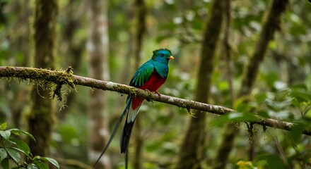 Resplendent Quetzal in Lush Green Rainforest