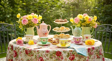 Pastel Tea Party in a Blooming Garden