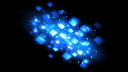 Obraz premium Abstract design with glowing blue squares.