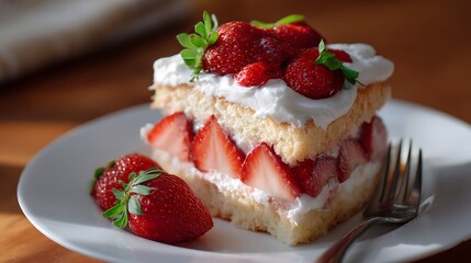 Strawberry Shortcake Dessert with Fresh Berries and Whipped Cream