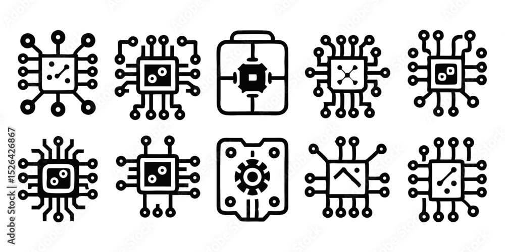 Poster high quality circuit board icon design set for professional use in various applications