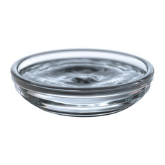 A clear glass dish filled with water, displaying the gentle ripples on the surface. Perfect for showcasing liquid clarity and reflections.