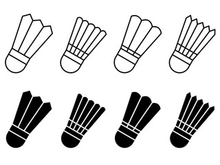 Fototapeta premium Shuttlecock icon set. Shuttlecock vector icon in line design for web design, logo and mobile app. Symbol of Shuttlecock on white background. Vector illustration.