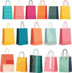 Set of shopping bags in a clean, flat vector illustration with a minimalist style on a white background.