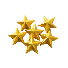 A collection of six shiny golden stars, perfect for decoration or award themes, set against a white isolated background.