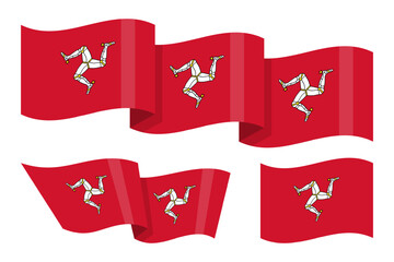 Vector illustration of wavy Isle of Man flag on transparent background
