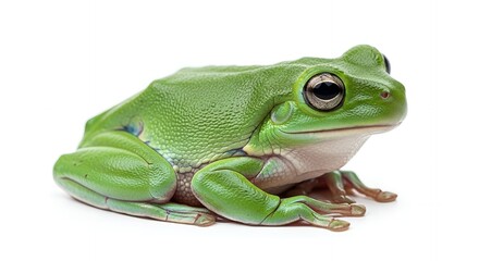 Naklejka premium green frog on white background