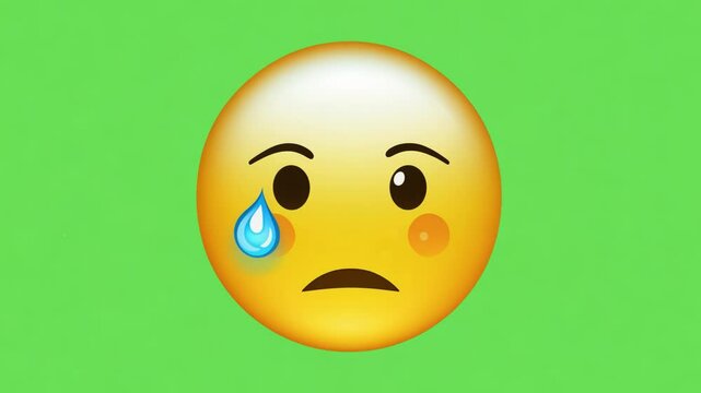 Sad emoji appearing on green screen