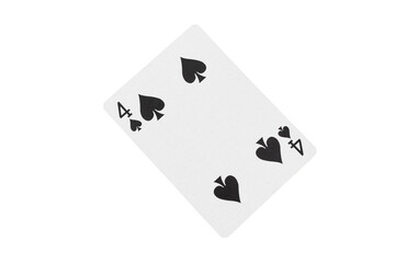 Four of Spades Playing Card Diagonally on Green Felt