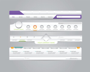 website design template navigation elements with icons set. Navigation Bars. website design template navigation elements with icons set: Navigation Bars