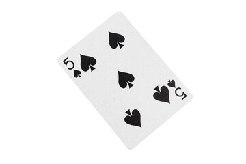 Five of Spades Playing Card on Green Table