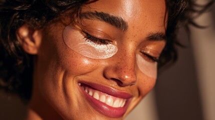 Woman relaxing with under-eye treatment patches