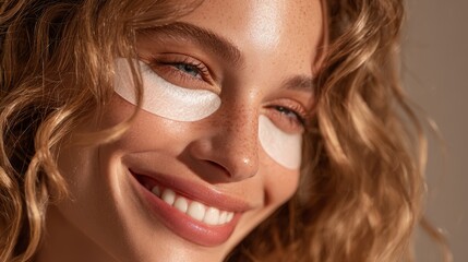 Woman relaxing with under-eye treatment patches