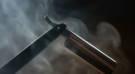 Antique straight razor with smoky atmosphere