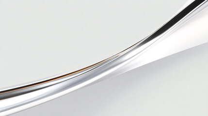 Abstract chrome metal flow with fluid movement, smooth reflective surface, modern minimal design, silver and white color, elegant and futuristic style