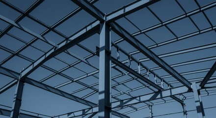 Steel skeleton against blue sky