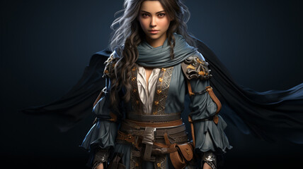 3D rendering of female swordman
