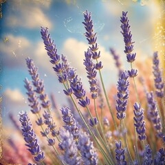 Lavender Flowers Blooming Under Pastel Sky in Soft Morning Light