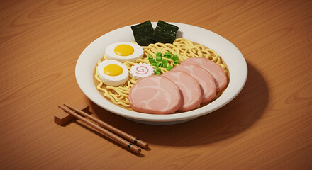 Delicious Ramen Noodles A 3D Render of a Classic Japanese Dish
