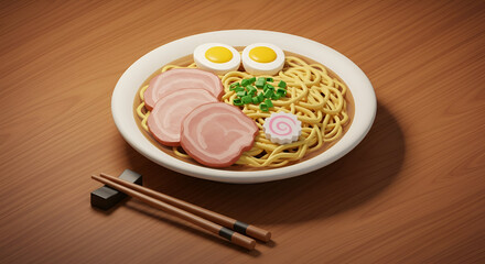 Delicious Ramen Noodles A 3D Render of a Classic Japanese Dish