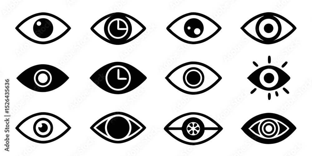 Poster high resolution eye icon set retina scan eyesight symbols and visual icons for design projects