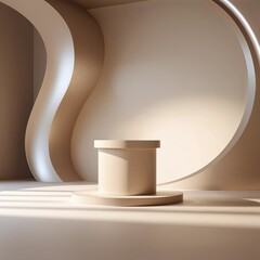Minimal Cosmetic Jar Mockup on Soft Curved Background in Nude Pink Tones