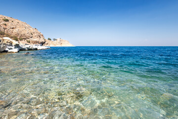 Akdamar island's coastline and rocks in van lake