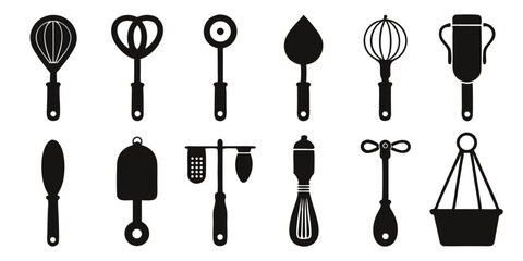A flatlay design featuring a collection of vintage handheld beaters in yellow cyan magenta and black