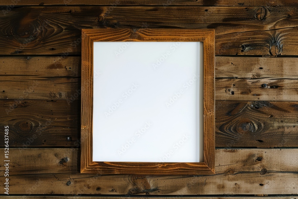 Poster high resolution image of wooden frame mockup template with a white square in the middle