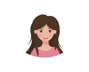 Vector avatar with a happy woman. Girl icon. Portrait. Vector flat illustration	