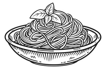 Vintage Spaghetti Illustration – Hand-Drawn Pasta Engraving