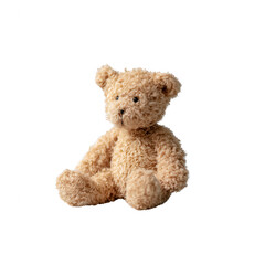 Obraz premium A soft, plush teddy bear sitting comfortably. Perfect for capturing feelings of warmth, nostalgia, and comfort in children's toys or home decor themes.