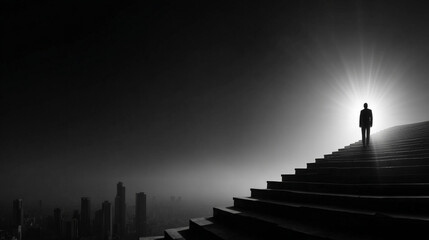 A motivational business-themed image symbolizing the journey to digital and industry leadership. Generative AI