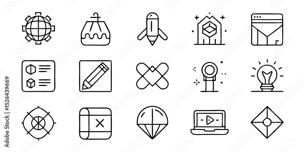 Poster high quality graphic design line icons set for professional use in branding and web design projects