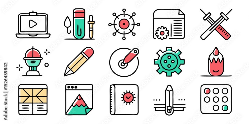 Poster high quality graphic design line icons set for professional use in branding and web projects