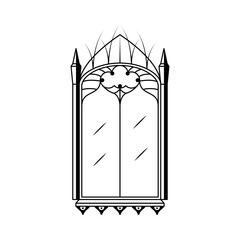 Abstract Black Simple Line Doodle Outline Window For Buildings Element Vector Design Style Sketch Isolated On White Backgorund Illustration