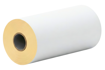 Industrial-sized roll of white paper for printing purposes isolated on a transparent background