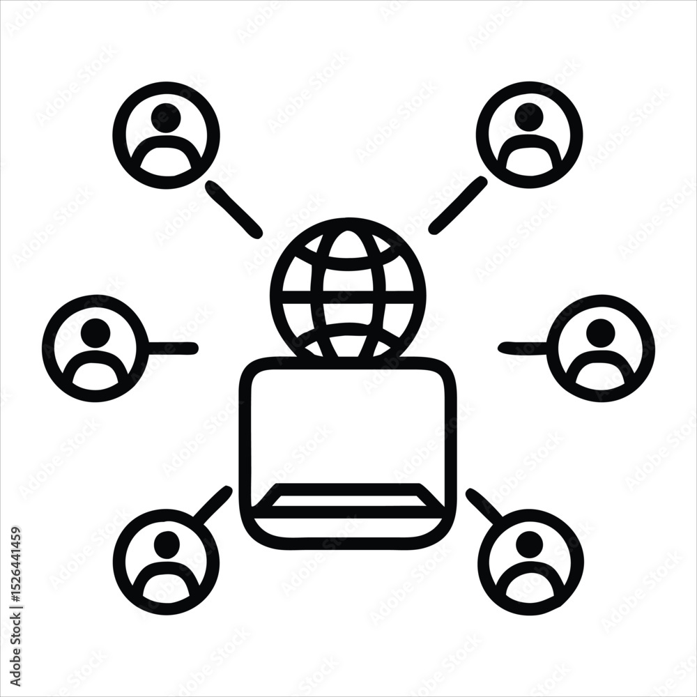 Poster global network connection icon isolated on white background
