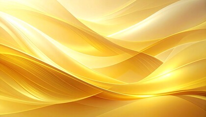 ゴールドとイエローの流れるような抽象背景Abstract golden flowing background with soft gradient curves