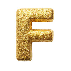 Gold Glitter Letter F: Elegant Typography Element for Design Projects