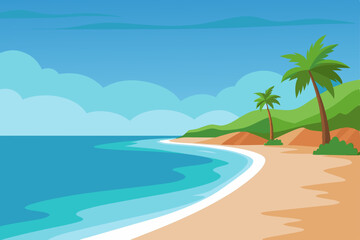 Serene Tropical Beach Paradise Idyllic Coastal Scene with Palm Trees and Azure Waters