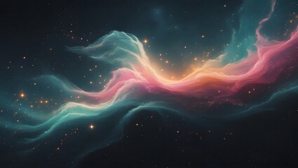 Fototapeta premium Cosmic nebula swirls pink teal and gold