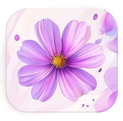 Watercolor purple flower clipart, on a white background