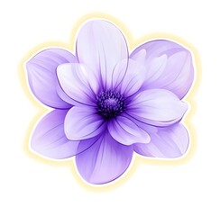 Watercolor purple flower clipart, on a white background