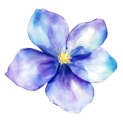 Watercolor purple flower clipart, on a white background