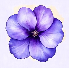 Watercolor purple flower clipart, on a white background