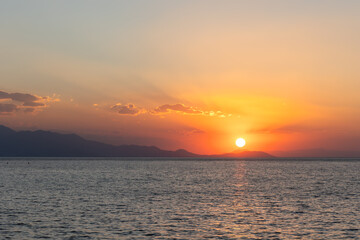 Beautiful sunset over the Van lake, Van Sea and clouds