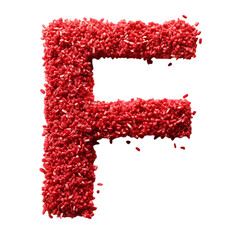 Red Granules Forming Letter F: A Unique Alphabet Design