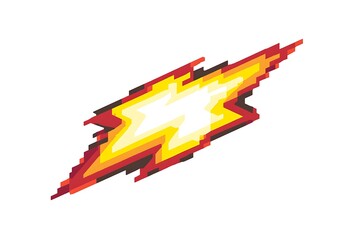 8-bit pixel art logo of an explosion, white background