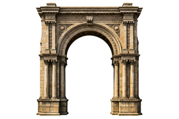Obraz premium Elegant stone archway showcasing classical architectural design isolated on a transparent background
